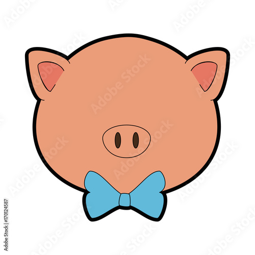 cartoon pig animal icon over white background colorful design vector illustration
