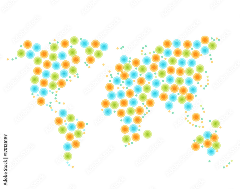 Fototapeta premium Vector multicolor stylized map. Image of world. Ecology poster. Infographic elements