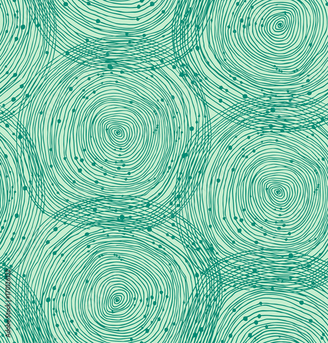 Green seamless spiral pattern. Vector texture, abstract background