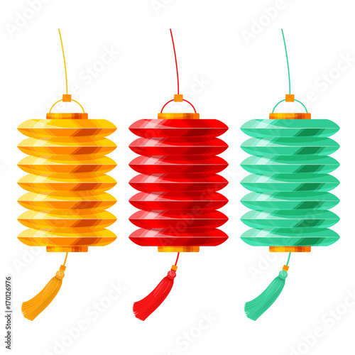 Chinese paper lanterns set