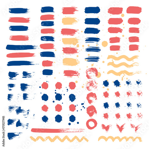 Set of brush strokes. Vector illustration.