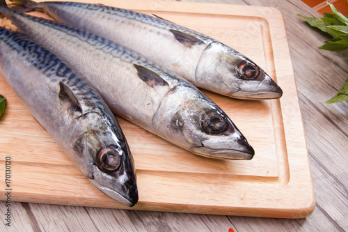 Prepare fish on  cutting board photo