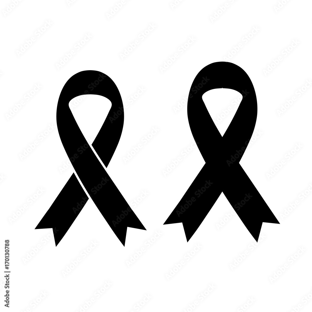 vector of black ribbon mourning sign on white background.