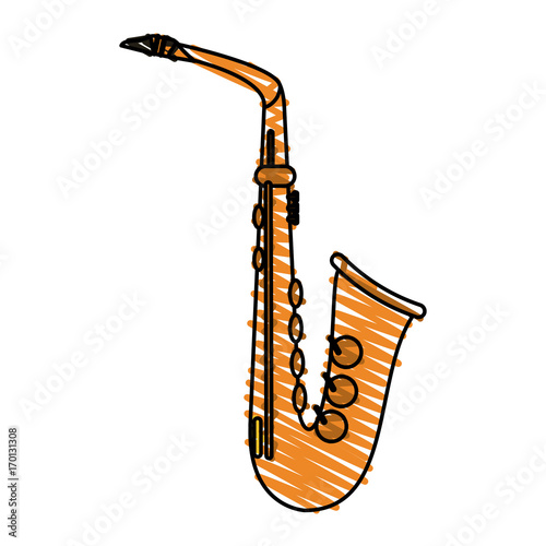 Saxophone icon of instrument music and sound theme Isolated design Vector illustration