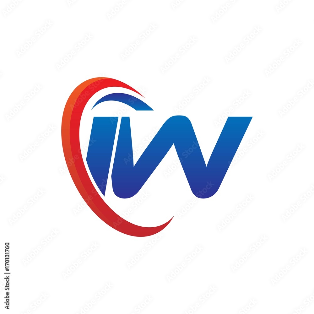 modern dynamic vector initial letters logo iw with circle swoosh red blue modern dynamic vector initial letters logo iw with circle swoosh red blue