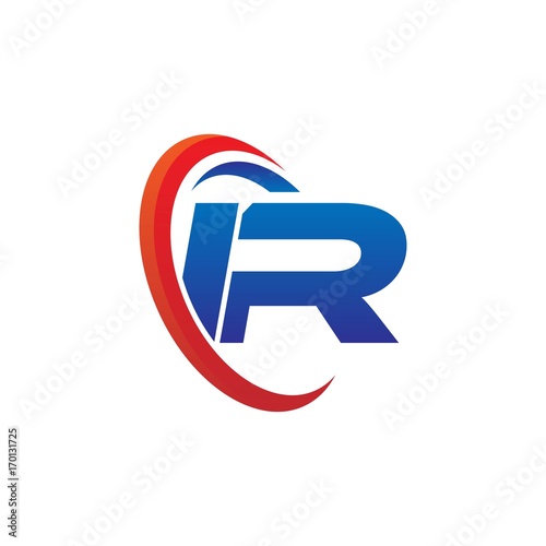 modern dynamic vector initial letters logo ir with circle swoosh red blue