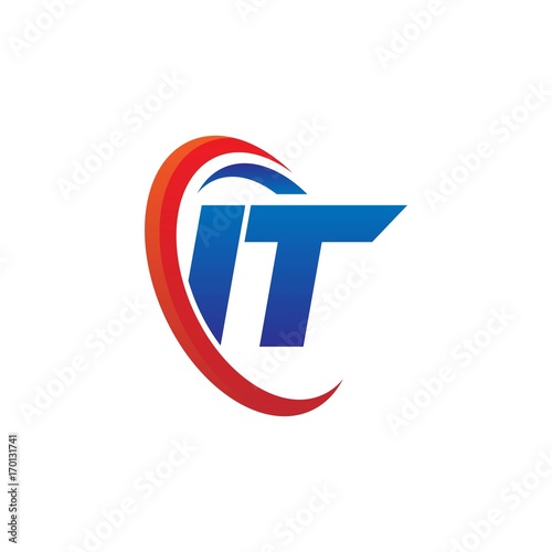 Free Download modern dynamic vector initial letters logo it with circle swoosh red blue - GFXLoad