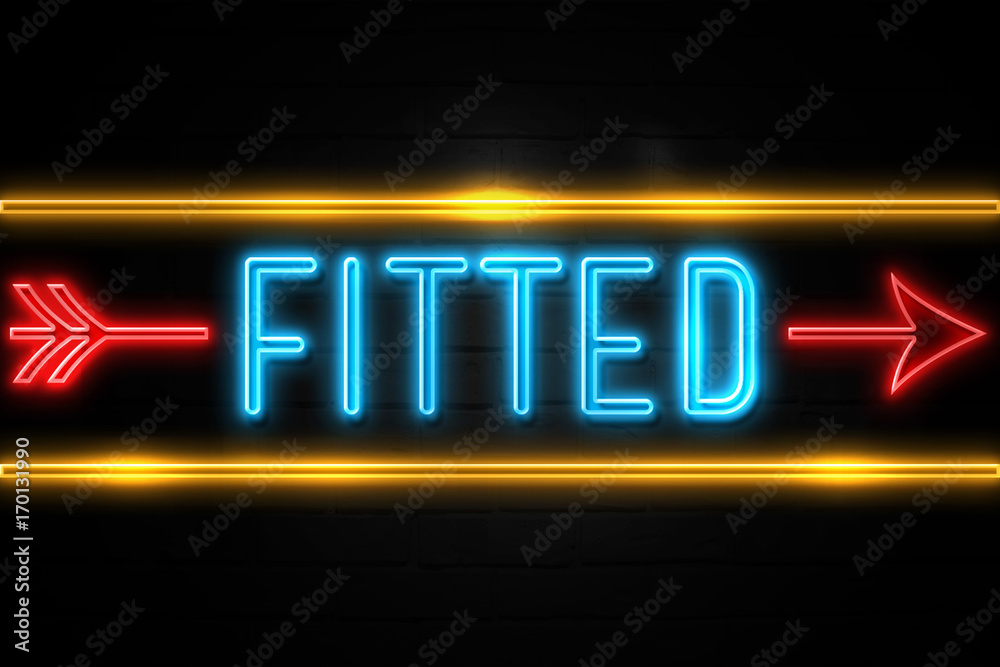 Fitted  - fluorescent Neon Sign on brickwall Front view