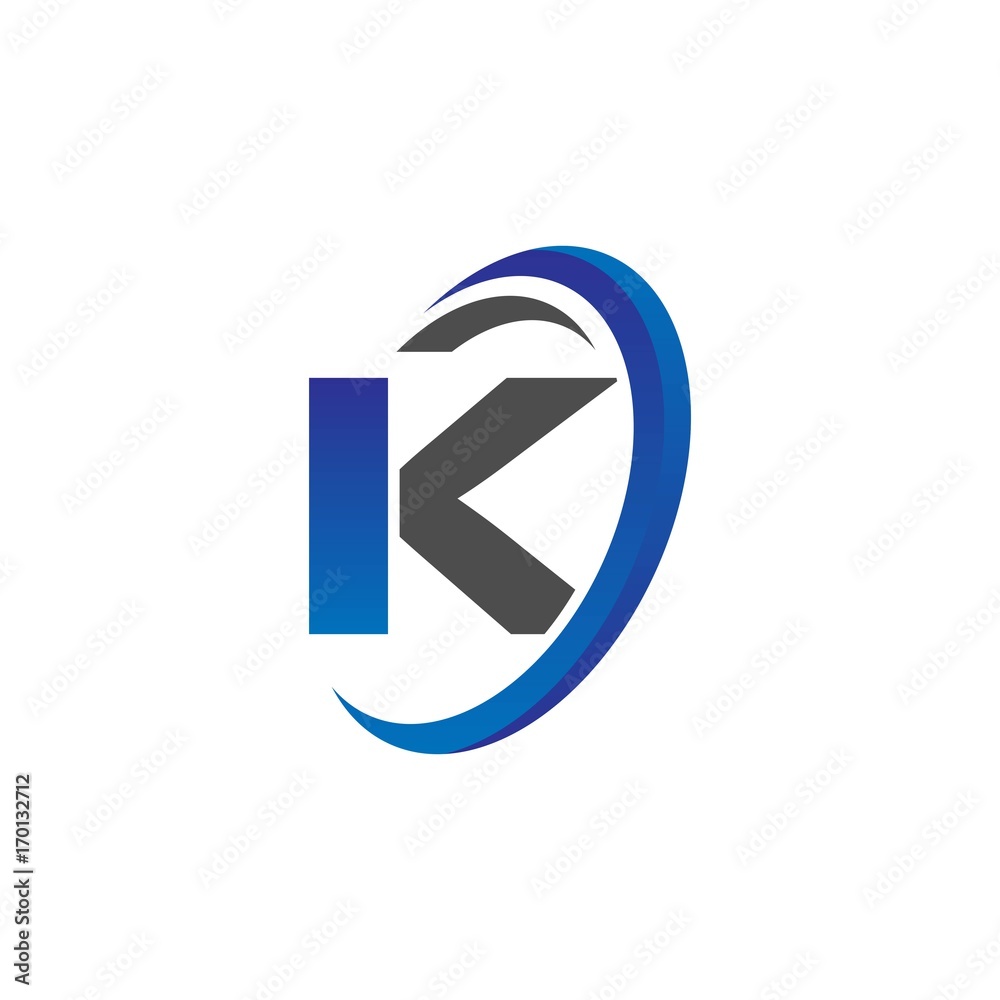 vector initial logo letters ik with circle swoosh blue gray vector initial logo letters ik with circle swoosh blue gray