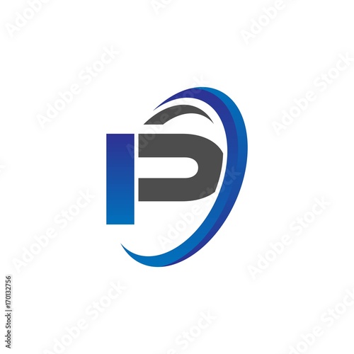 vector initial logo letters ip with circle swoosh blue gray