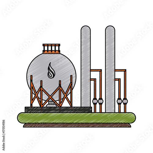 Gas plant of power energy and fuel theme Isolated design Vector illustration