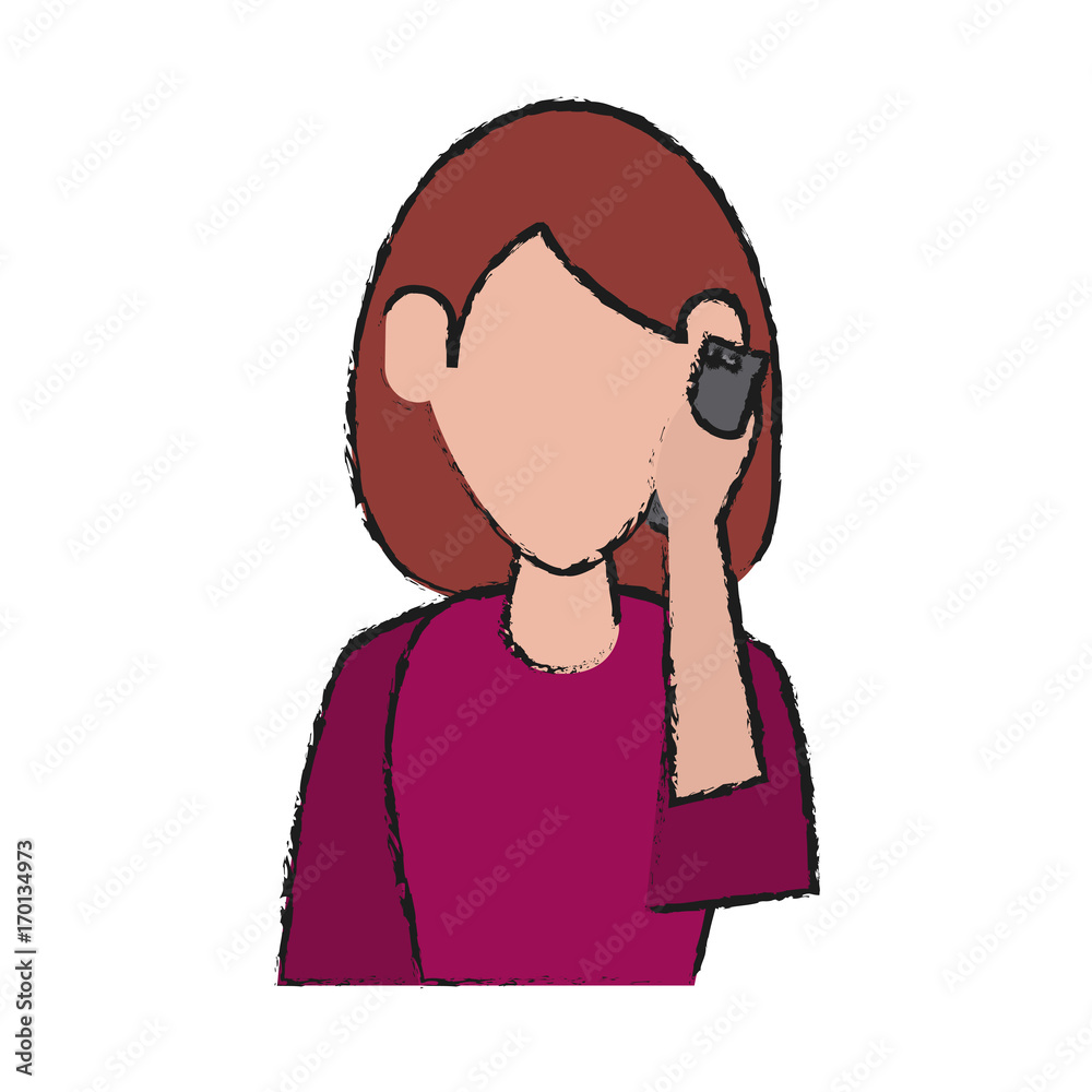 Girl with smartphone of device gadget technology and electronic theme Isolated design Vector illustration Girl with smartphone of device gadget technology and electronic theme Isolated design Vector illustration