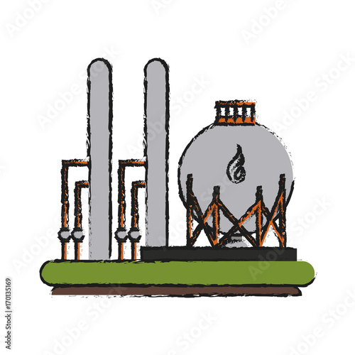 Gas plant of power energy and fuel theme Isolated design Vector illustration