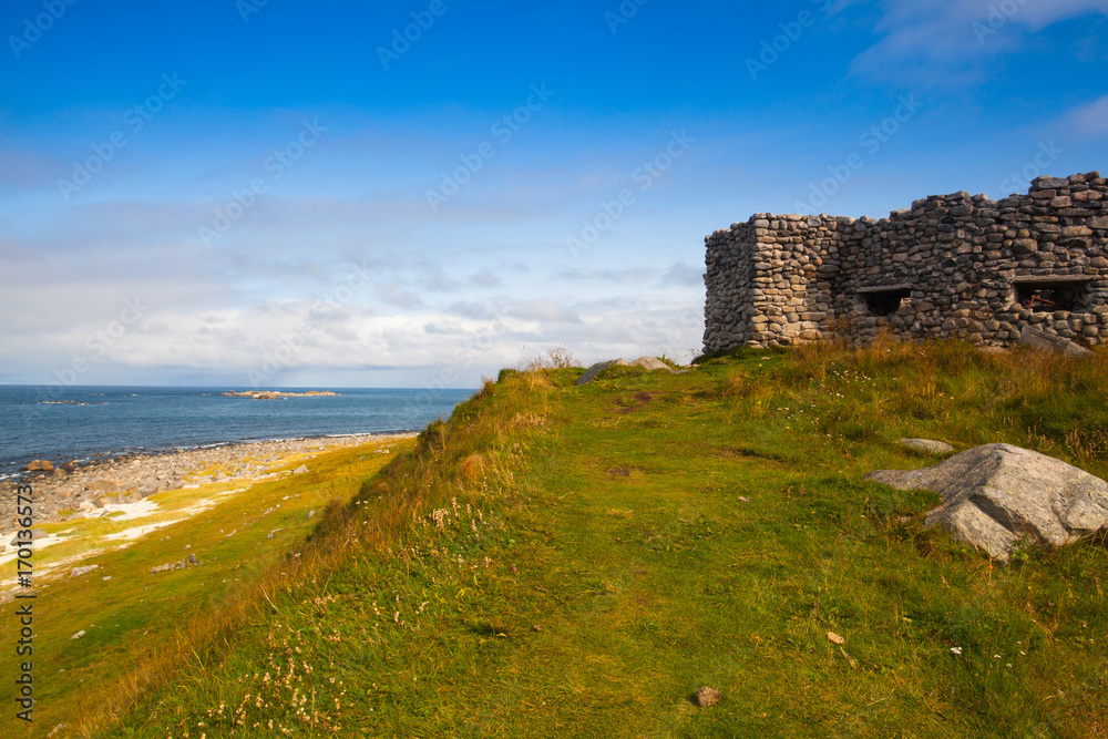 Old radar station on the beach in Eggum, Norway