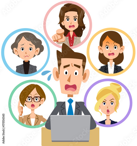 パソコン　ネットワーク　揉め事　男女　会社員　若手
