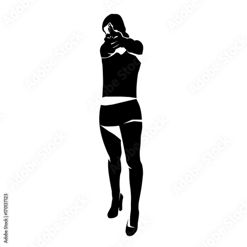 Shooting girl silhouette