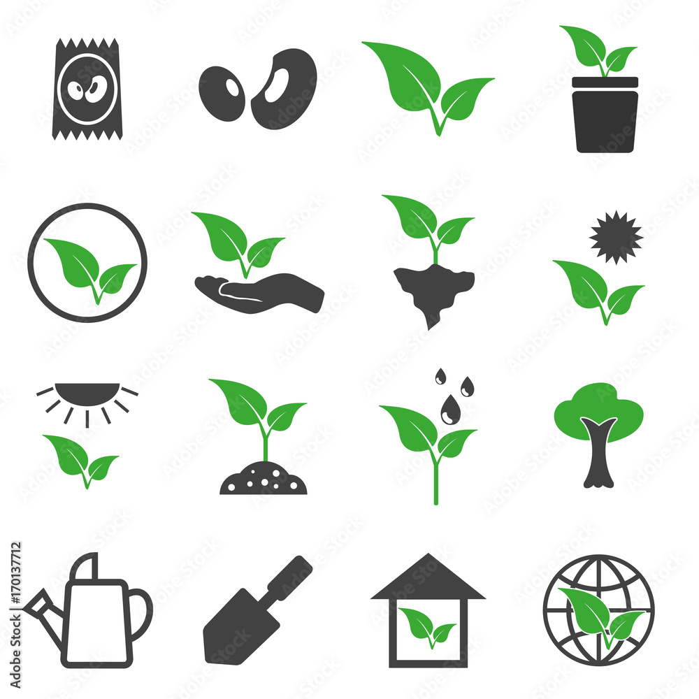 vector of plant icons set