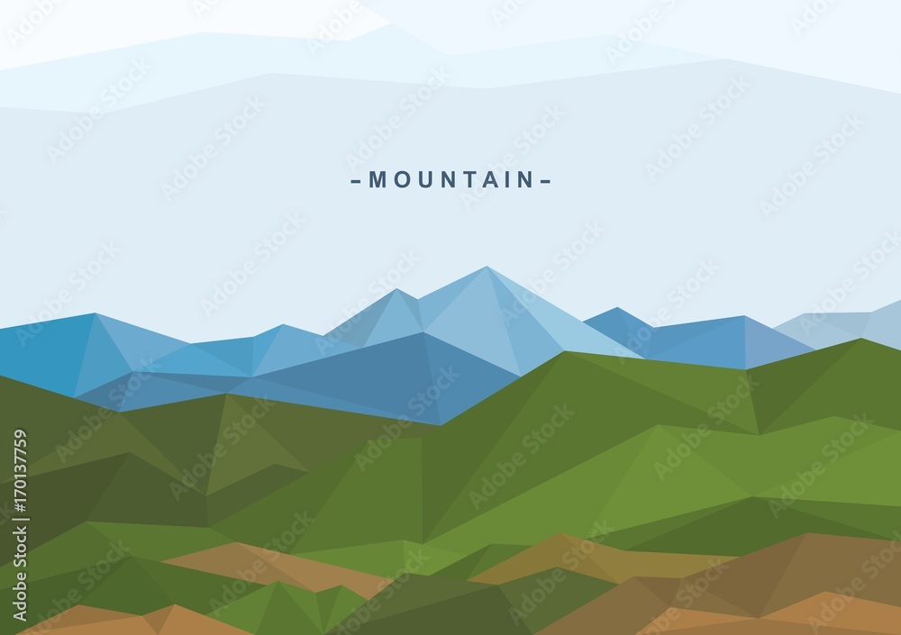 Polygonal vector illustration of a mountain landscape.