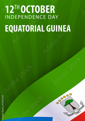Independence day of Equatorial Guinea. Flag and Patriotic Banner.