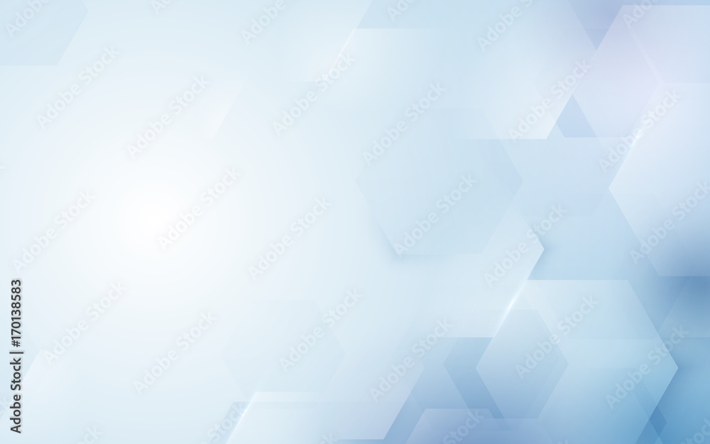 Abstract repeating hexagonal shape on blue and white background Abstract repeating hexagonal shape on blue and white background