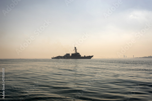 A war ship on the seascape © CoolimagesCo