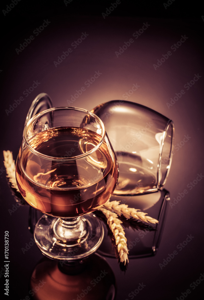 cognac glass on black