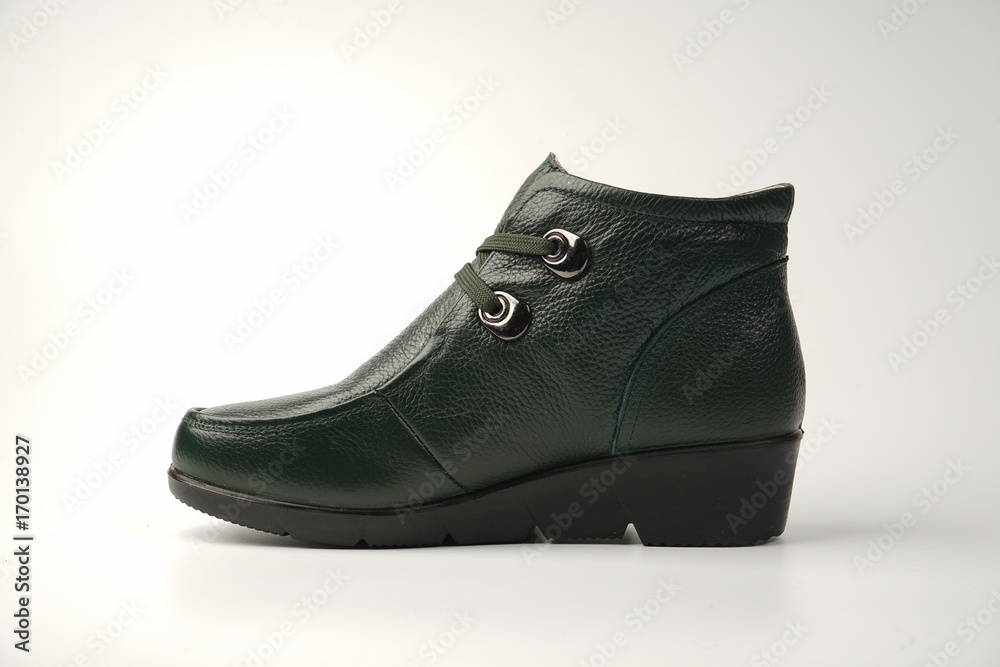 Green shoes on a white background Green shoes on a white background