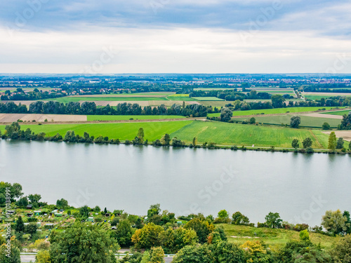 Beautiful landscape of Danube River near the Walhalla Memorial, Germany