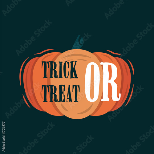 Trick Or Treat title on a pumpkin.