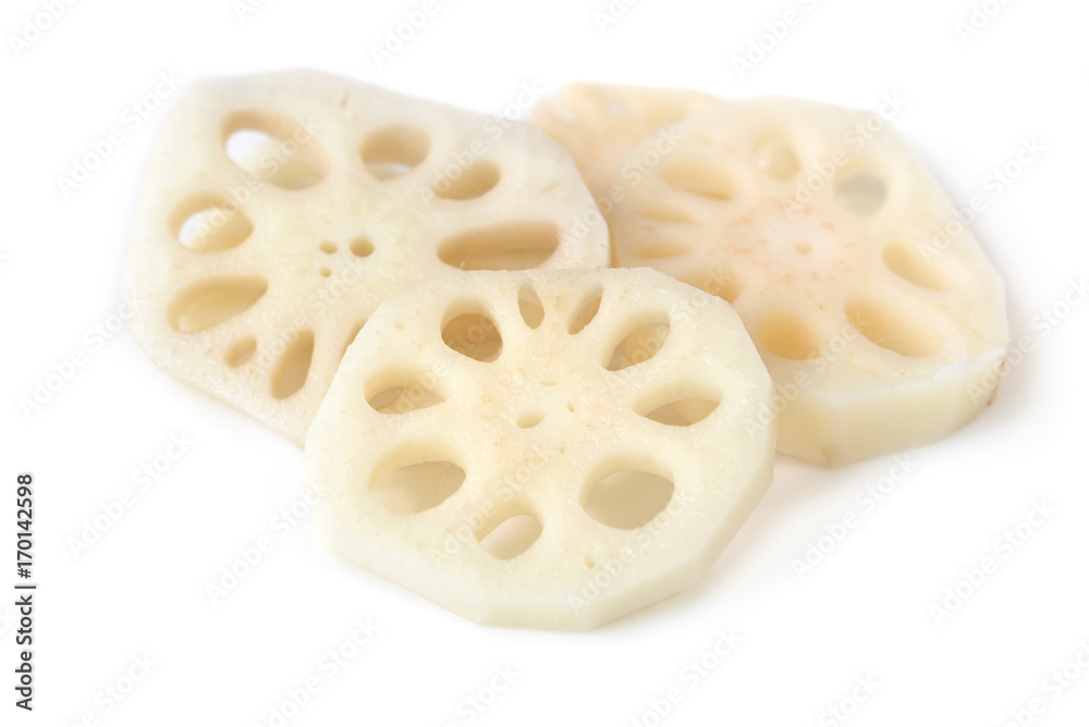 Lotus root on white background - isolated (Asian ingredients) Lotus root on white background - isolated (Asian ingredients)