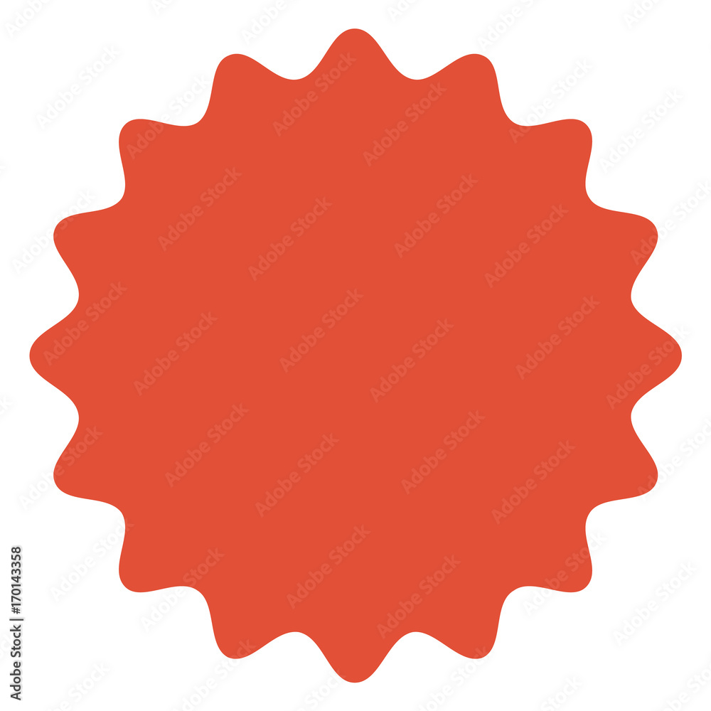 Red starburst, sunburst badge.  Vintage label, sticker. Simple flat style.Design elements. Vector illustration