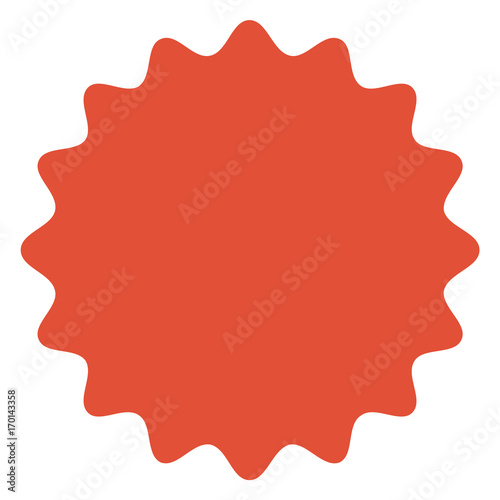 Red starburst  sunburst badge.  Vintage label  sticker. Simple flat style.Design elements. Vector illustration