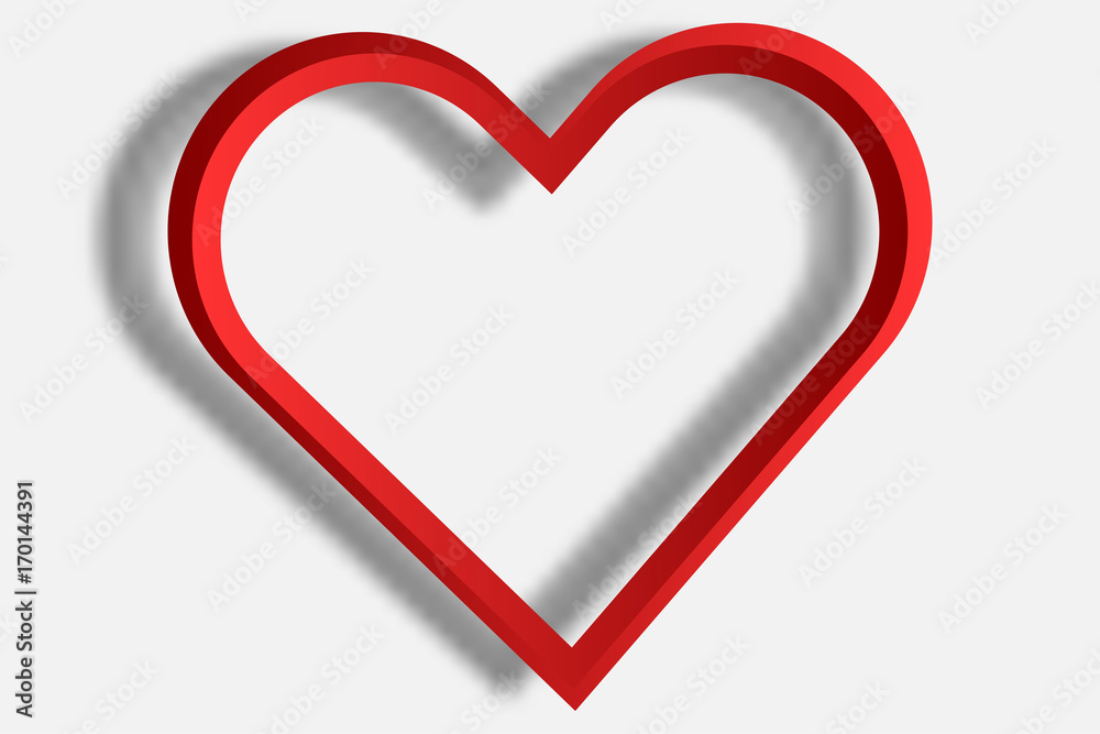 Red heart-shaped frame placed separately from the white background - vector concept 