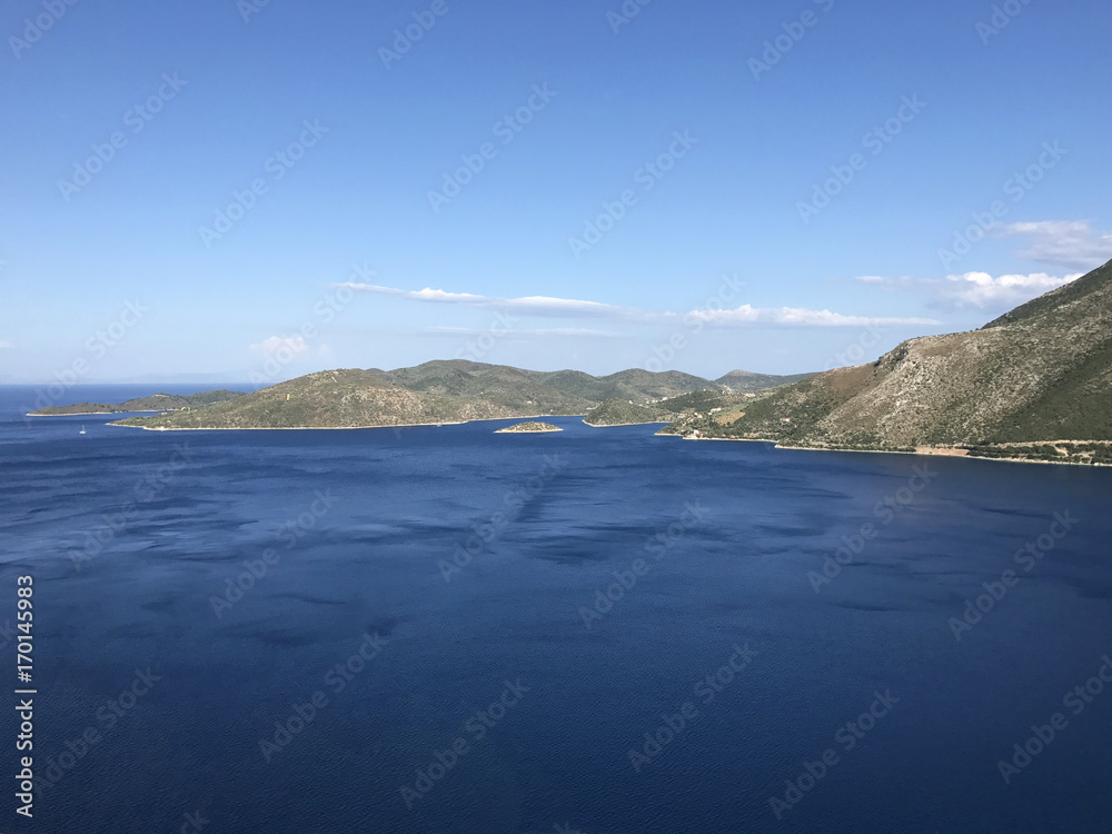 Aerial view of Ithaka or Ithaca island in Greece