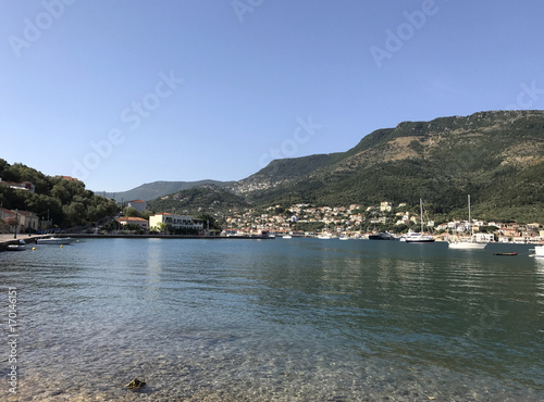 View of Vathy or Ithaki, the main town of Ithaka or Ithaca in Greece