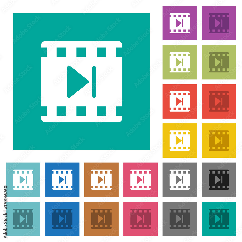 Next movie square flat multi colored icons Next movie square flat multi colored icons