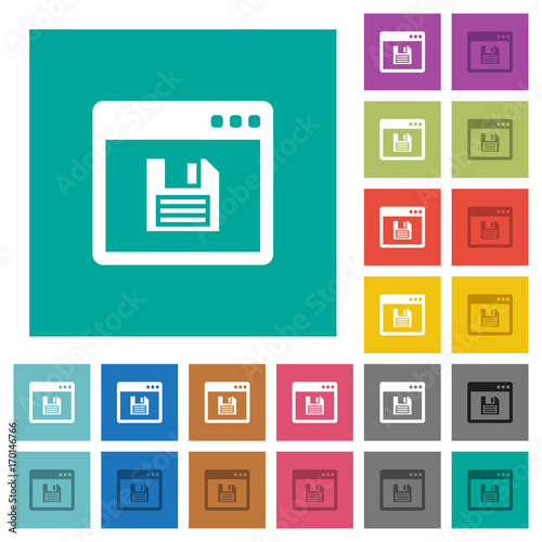 Save application square flat multi colored icons