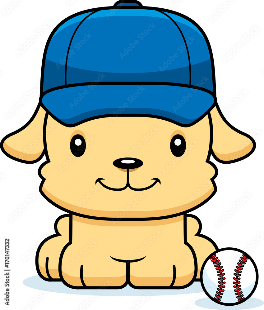 Cartoon Smiling Baseball Player Puppy Cartoon Smiling Baseball Player Puppy