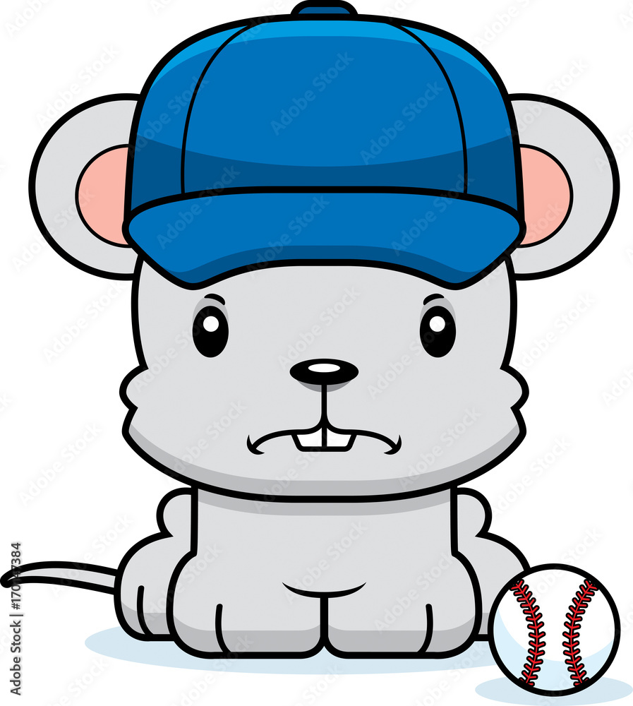 Fototapeta premium Cartoon Angry Baseball Player Mouse