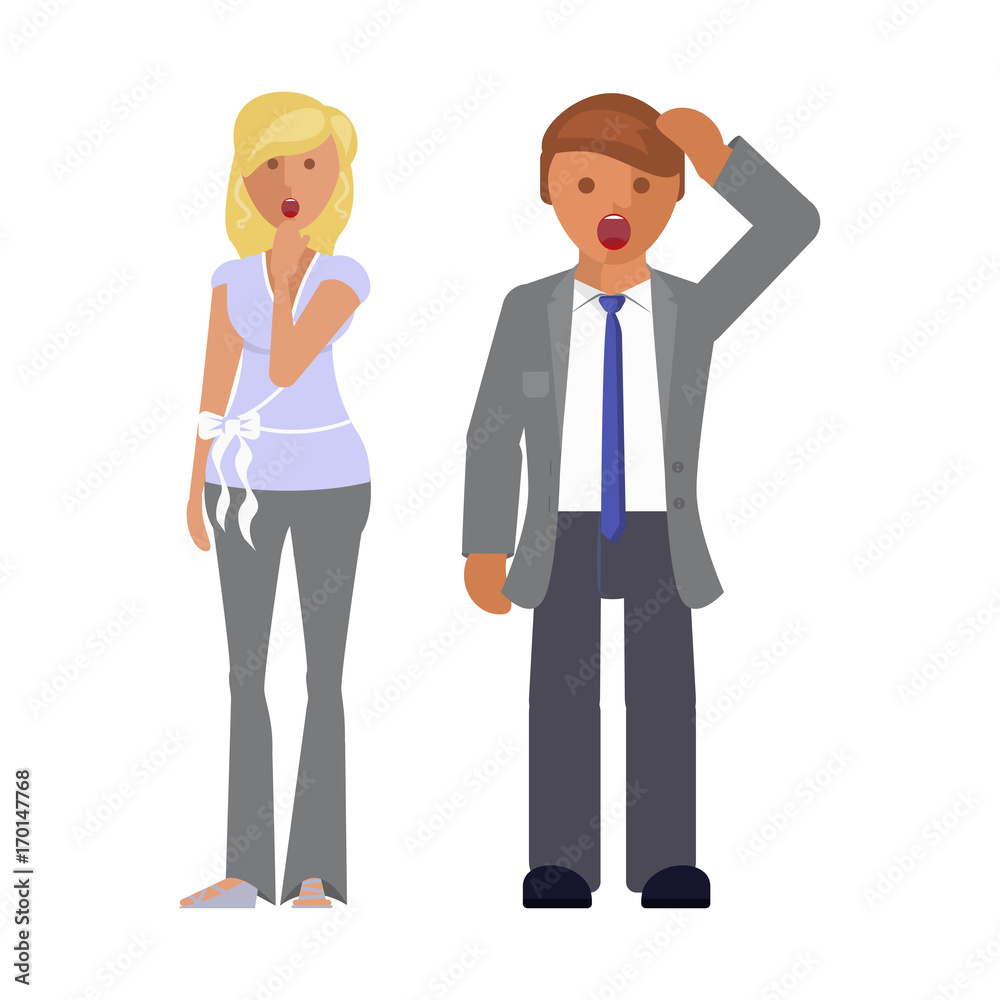 Man and woman expression. Man and woman expression.