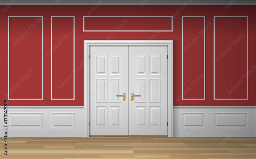 classic room interior with double door wall panels decorative frames classic room interior with double door wall panels decorative frames