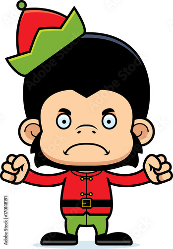 Cartoon Angry Xmas Elf Chimpanzee