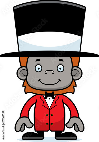 Cartoon Smiling Ringmaster Orangutan