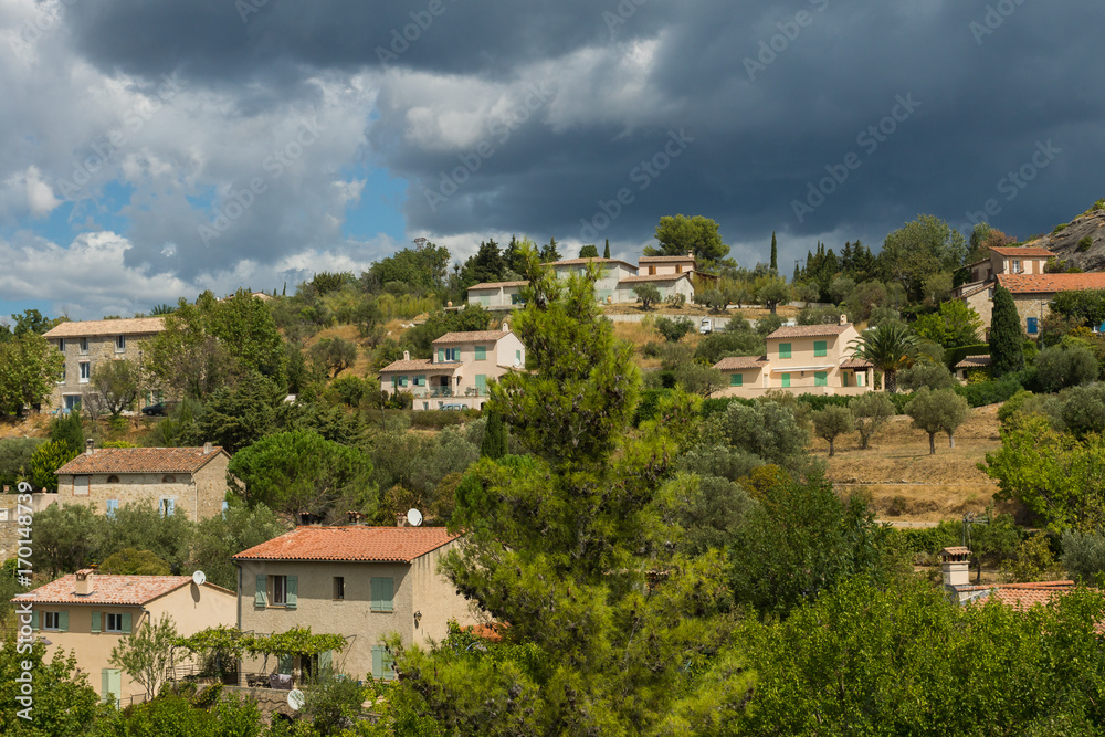 The picturesque view on the houses of Fayence village in Cote d’Azur, Provence, France