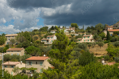 The picturesque view on the houses of Fayence village in Cote d’Azur, Provence, France © Marina