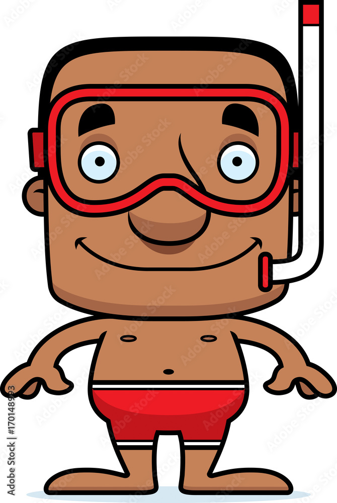 Cartoon Smiling Snorkeler Man