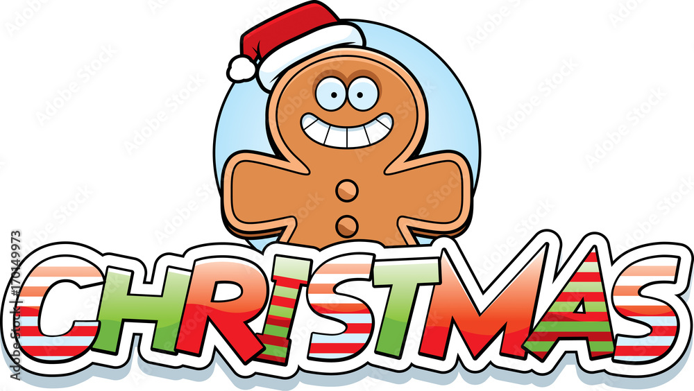 Fototapeta premium Cartoon Gingerbread Man Christmas Graphic
