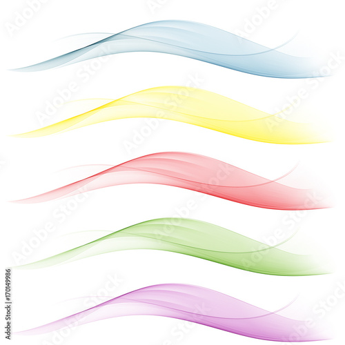 Set of waves.Blue,yellow,red,green background abstract waves