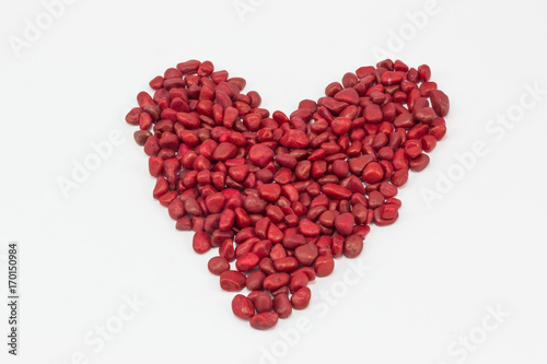 A heart, made by red stones.