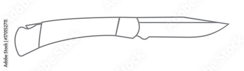 Vector illustration of pocket knife in contours isolated on the white background
